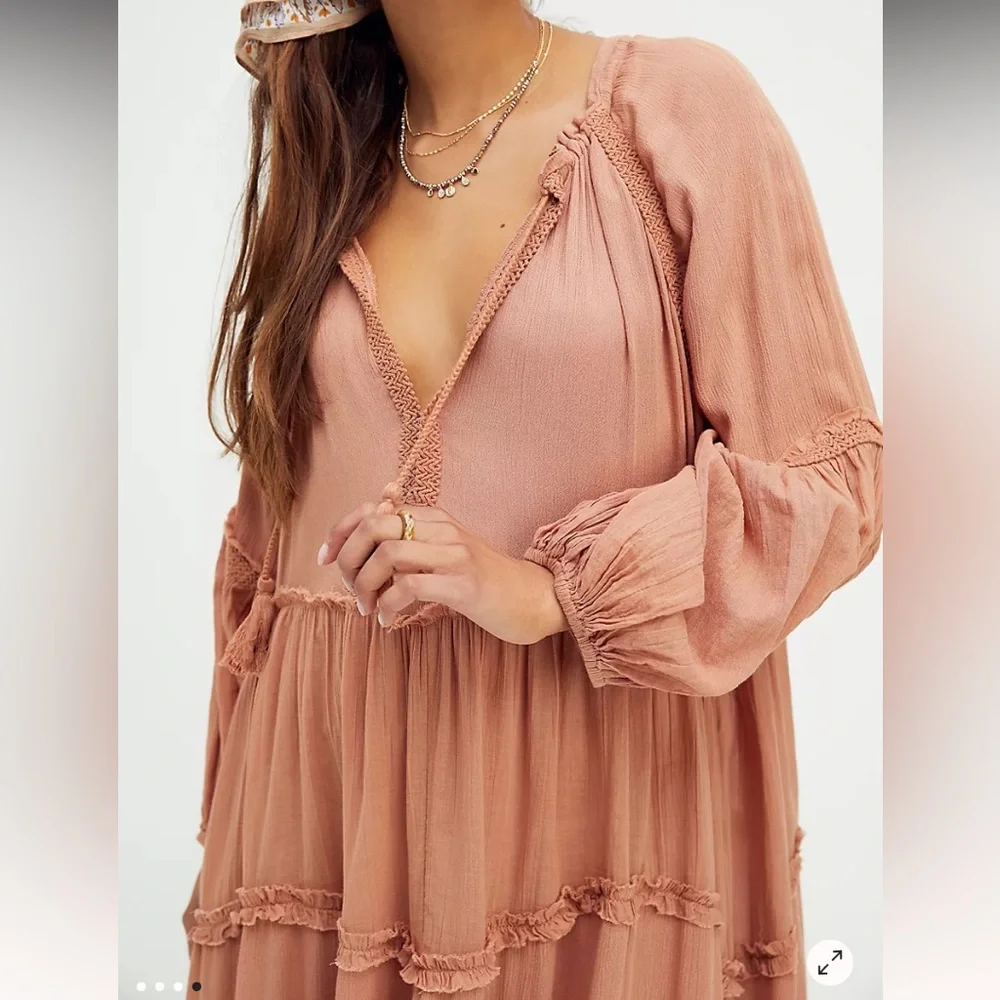 Free People In The Moment Dress Color Doe Size Large - Picture 4 of 15